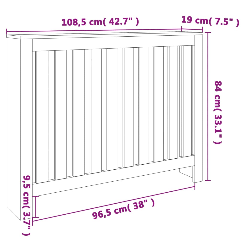 Radiator Cover Wax Brown 108,5x19x84 cm Solid Wood Pine