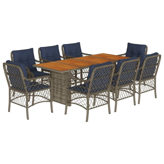 9 Piece Garden Dining Set with Cushions Grey Poly Rattan 9 Piece Garden Dining Set with Cushions Grey Poly Rattan