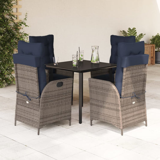 5 Piece Garden Dining Set with Cushions Grey Poly Rattan 5 Piece Garden Dining Set with Cushions Grey Poly Rattan
