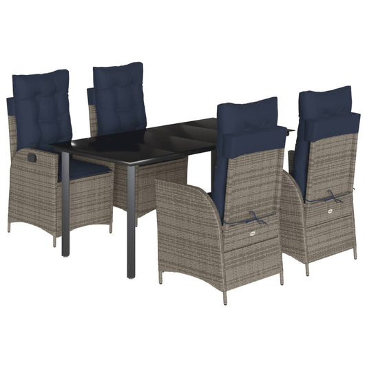 5 Piece Garden Dining Set with Cushions Grey Poly Rattan 5 Piece Garden Dining Set with Cushions Grey Poly Rattan