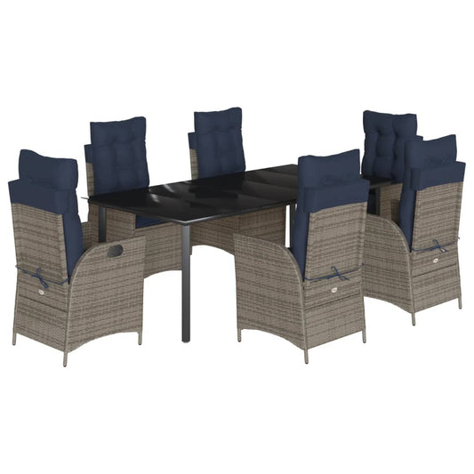7 Piece Garden Dining Set with Cushions Grey Poly Rattan 7 Piece Garden Dining Set with Cushions Grey Poly Rattan