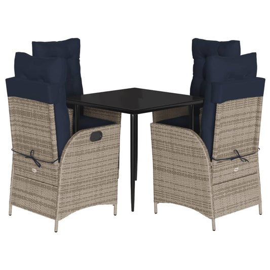 5 Piece Garden Dining Set with Cushions Grey Poly Rattan 5 Piece Garden Dining Set with Cushions Grey Poly Rattan