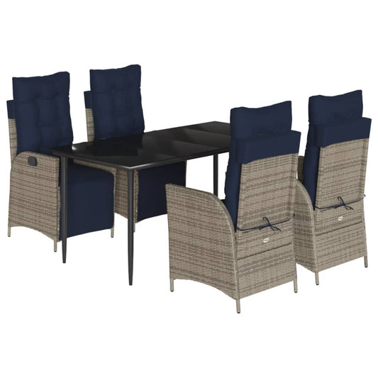 5 Piece Garden Dining Set with Cushions Grey Poly Rattan 5 Piece Garden Dining Set with Cushions Grey Poly Rattan