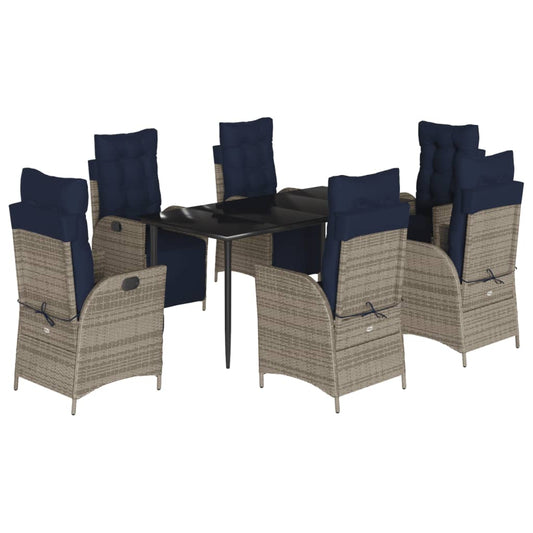 7 Piece Garden Dining Set with Cushions Grey Poly Rattan 7 Piece Garden Dining Set with Cushions Grey Poly Rattan