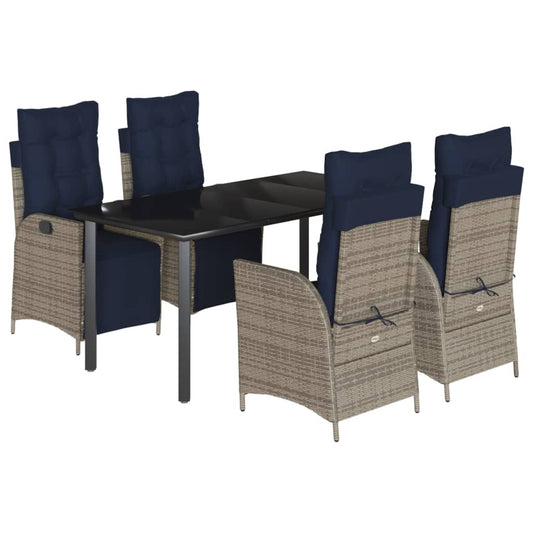 5 Piece Garden Dining Set with Cushions Grey Poly Rattan 5 Piece Garden Dining Set with Cushions Grey Poly Rattan