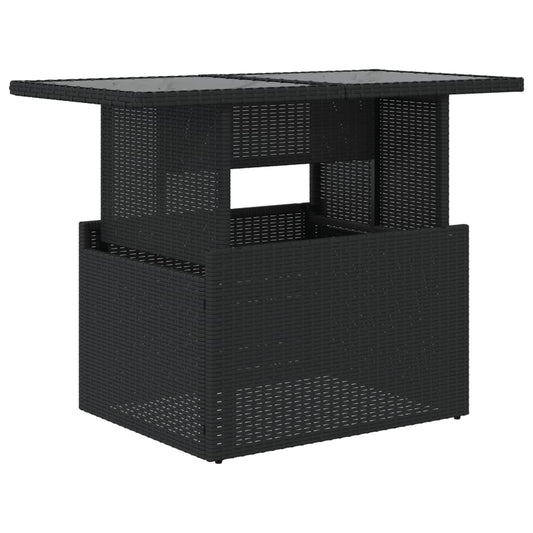 Garden Table with Glass Top Black 100x55x73 cm Poly Rattan Garden Table with Glass Top Black 100x55x73 cm Poly Rattan