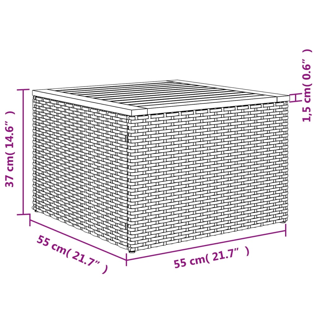 Garden Table | Black and Brown | PE Rattan | Compact | Durable
