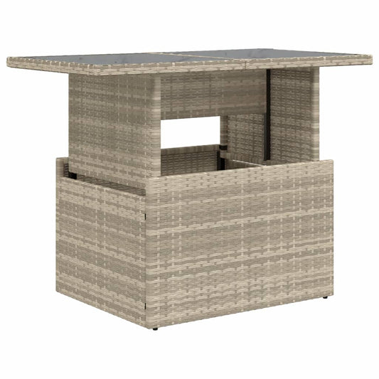 Garden Table with Glass Top Light Grey 100x55x73 cm Poly Rattan Garden Table with Glass Top Light Grey 100x55x73 cm Poly Rattan