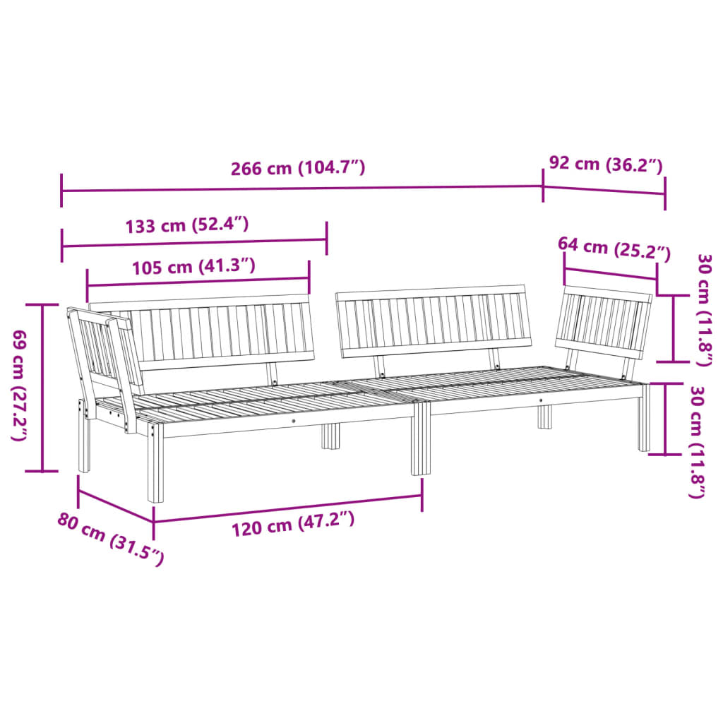 Garden Pallet Corner Sofa | Natural wood | Solid acacia wood | Large