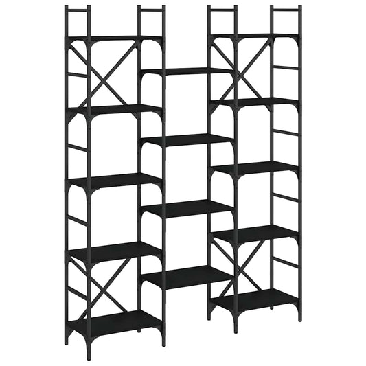 Bookshelf Black 127,5x28,5x172,5 cm Engineered Wood Bookshelf Black 127,5x28,5x172,5 cm Engineered Wood