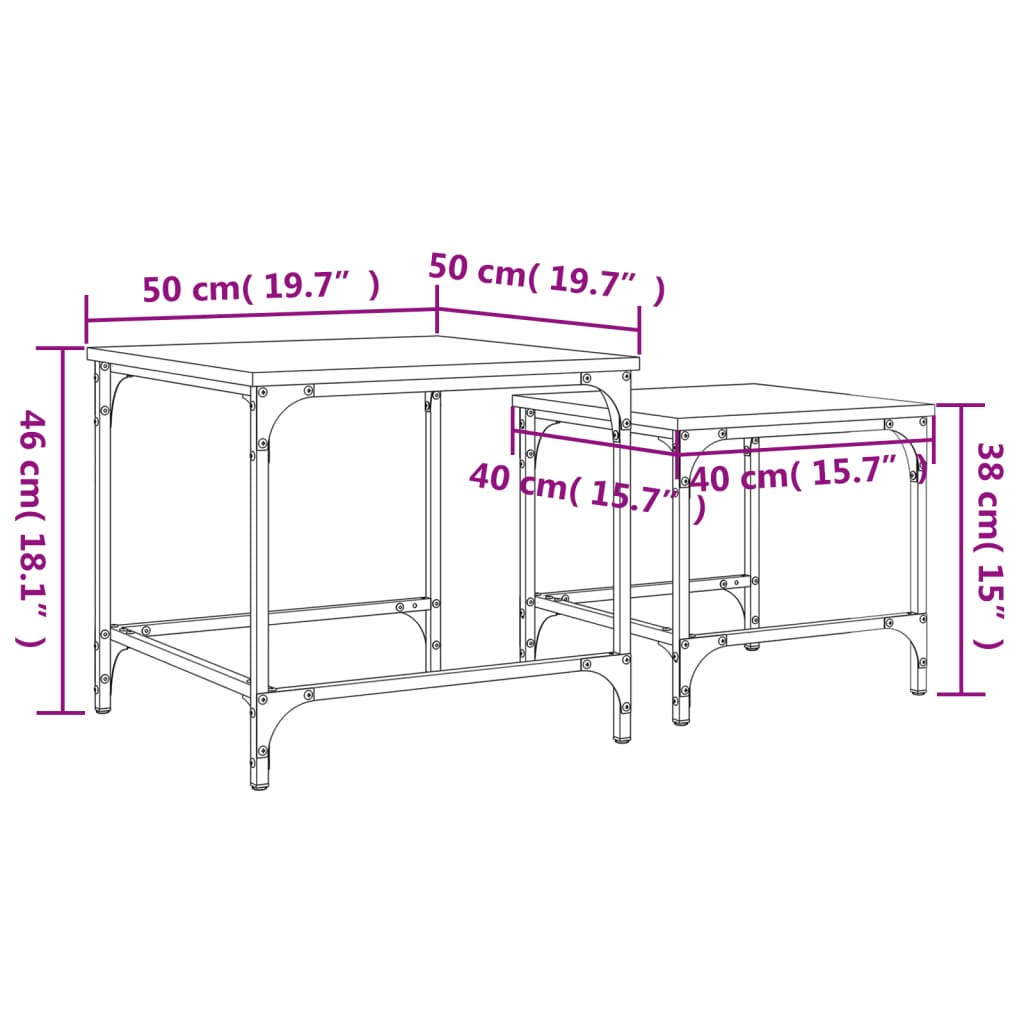 Nesting Coffee Tables 2 pcs Brown Oak Engineered Wood