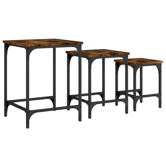 Nesting Coffee Tables 3 pcs Smoked Oak Engineered Wood Nesting Coffee Tables 3 pcs Smoked Oak Engineered Wood