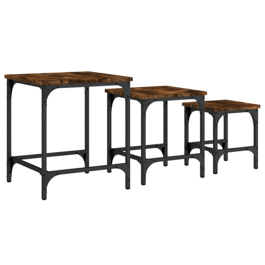 Nesting Coffee Tables 3 pcs Smoked Oak Engineered Wood Nesting Coffee Tables 3 pcs Smoked Oak Engineered Wood