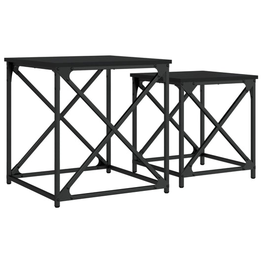 Nesting Coffee Tables 2 pcs Black Engineered Wood Nesting Coffee Tables 2 pcs Black Engineered Wood