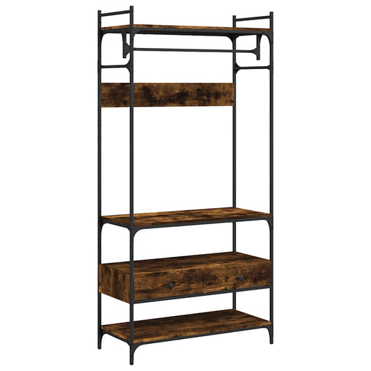 Wardrobe with Drawers Smoked Oak 89x39x184,5 cm Engineered Wood Wardrobe with Drawers Smoked Oak 89x39x184,5 cm Engineered Wood
