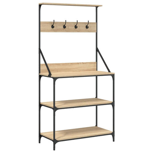 Baker's Rack with Hooks 4-Tier Sonoma Oak Engineered Wood Baker's Rack with Hooks 4-Tier Sonoma Oak Engineered Wood