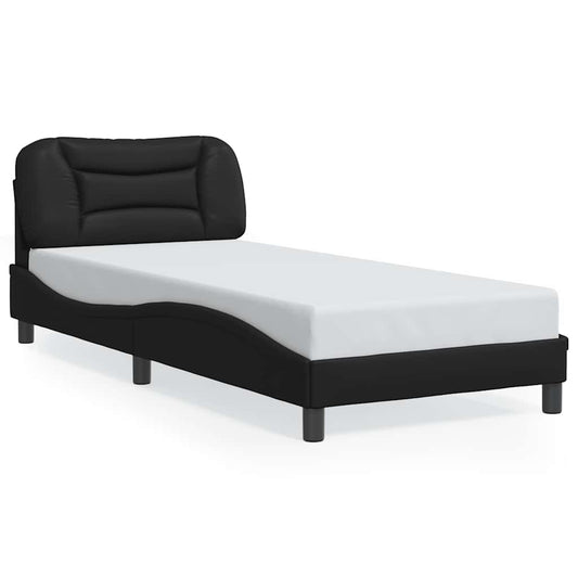 Bed Frame without Mattress "Hvar" Black 90x190 cm Faux Leather Bed Frame without Mattress "Hvar" Black 90x190 cm Faux Leather