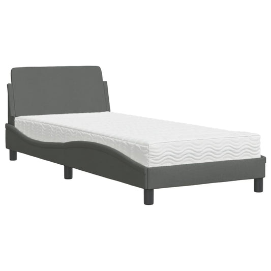 Bed with Mattress "Dover" Dark Grey Single Fabric Bed with Mattress "Dover" Dark Grey Single Fabric