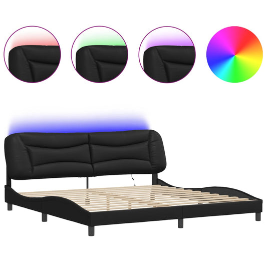 Bed Frame with LED without Mattress "Hvar" Black 200x200 cm Bed Frame with LED without Mattress "Hvar" Black 200x200 cm