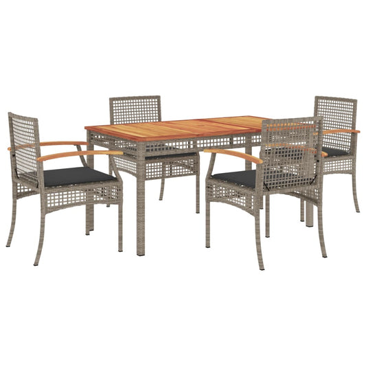 5 Piece Garden Dining Set with Cushions Grey Poly Rattan 5 Piece Garden Dining Set with Cushions Grey Poly Rattan