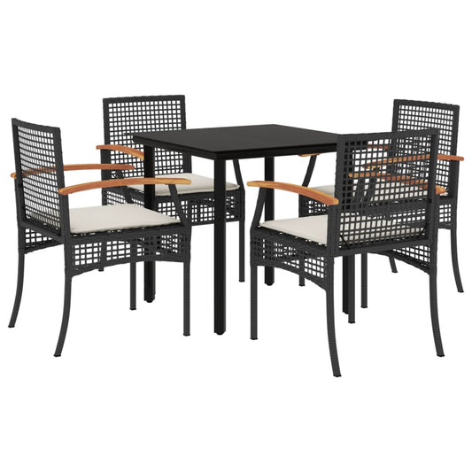 Garden Dining Set | Table: Black, Chair: Black, Cushion: Cream White Garden Dining Set | Table: Black, Chair: Black, Cushion: Cream White