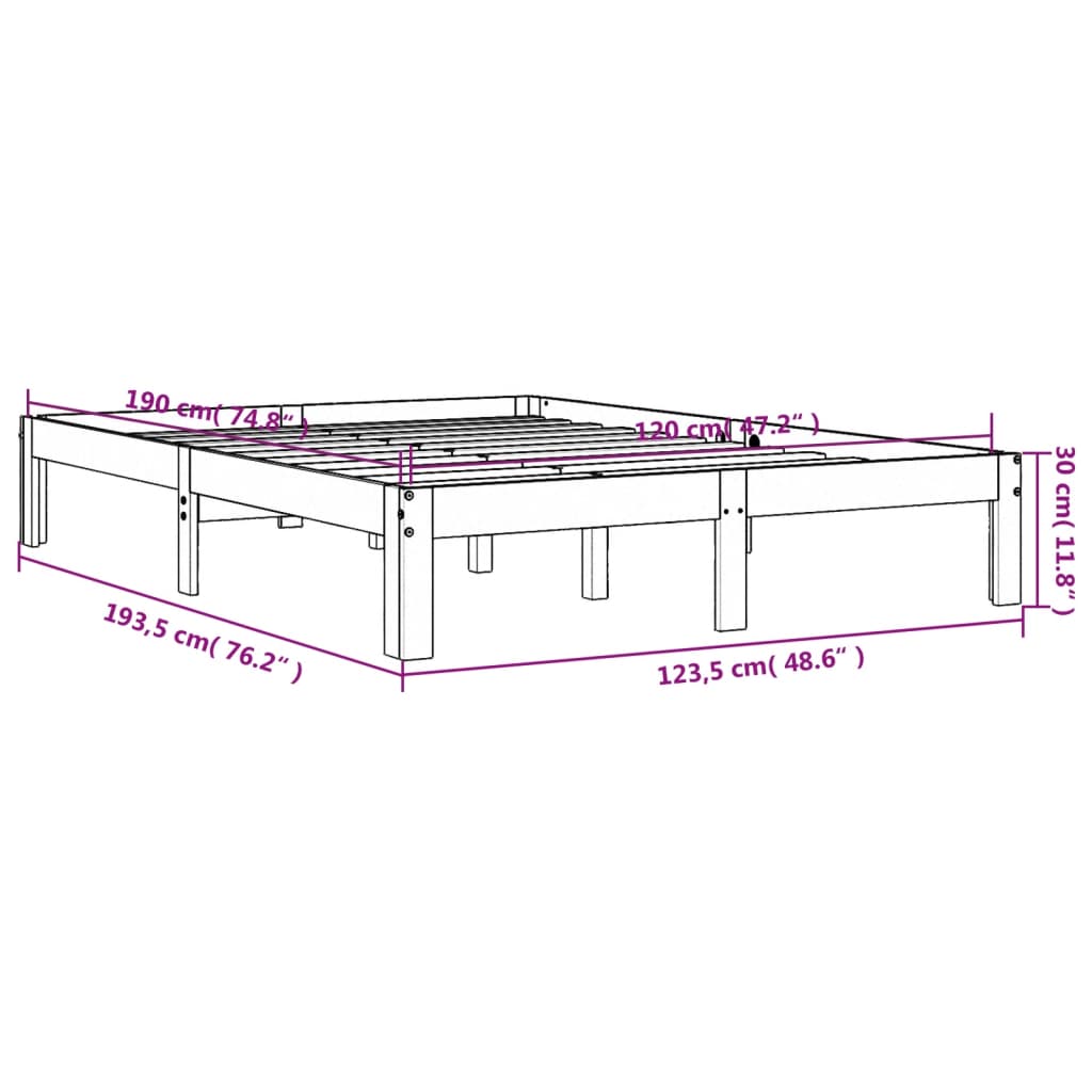 Bed Frame without Mattress Wax Brown 120x190 cm Solid Wood Pine