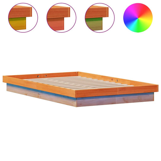 LED Bed Frame without Mattress Wax Brown 140x200 cm Solid Wood LED Bed Frame without Mattress Wax Brown 140x200 cm Solid Wood