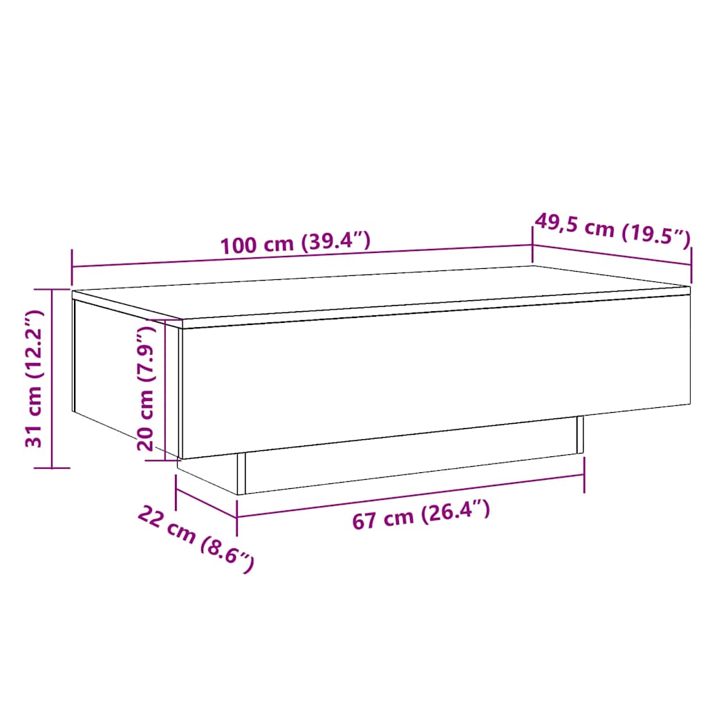Coffee Table Sonoma Oak 100x49.5x31 cm Engineered Wood