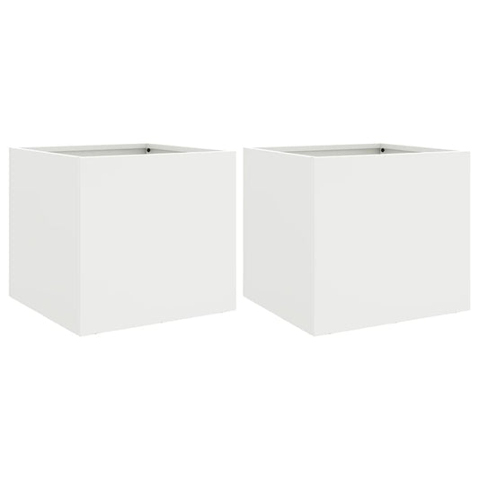 Planters 2 pcs White 32x30x29 cm Steel Planters 2 pcs White 32x30x29 cm Steel