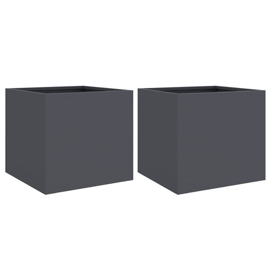Planters 2 pcs Anthracite 32x30x29 cm Steel Planters 2 pcs Anthracite 32x30x29 cm Steel