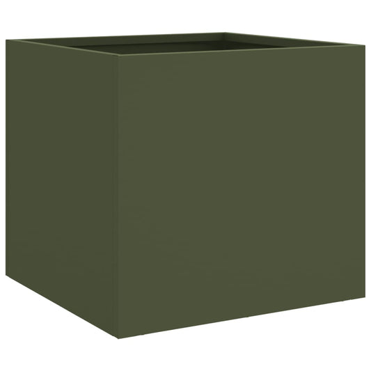 Planter Olive Green 32x30x29 cm Steel Planter Olive Green 32x30x29 cm Steel