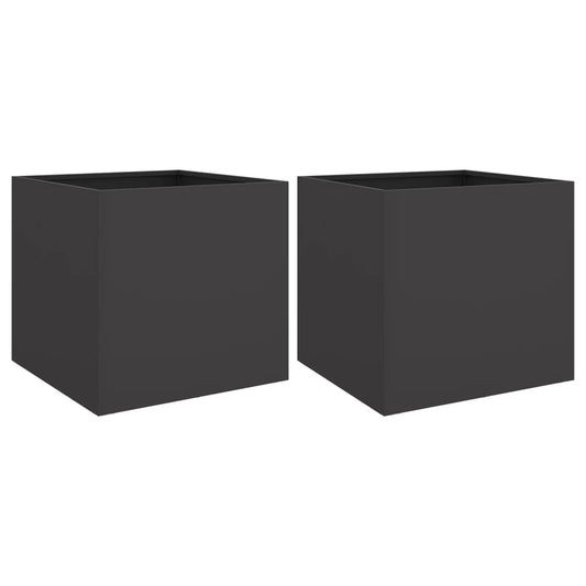 Planters 2 pcs Black 42x40x39 cm Steel Planters 2 pcs Black 42x40x39 cm Steel