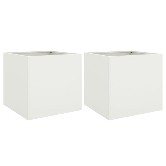 Planters 2 pcs White 42x40x39 cm Steel Planters 2 pcs White 42x40x39 cm Steel