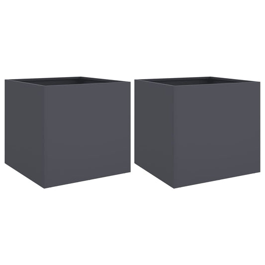 Planters 2 pcs Anthracite 42x40x39 cm Steel Planters 2 pcs Anthracite 42x40x39 cm Steel