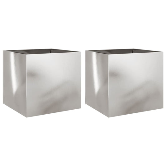 Planters 2 pcs Silver 42x40x39 cm Stainless Steel Planters 2 pcs Silver 42x40x39 cm Stainless Steel