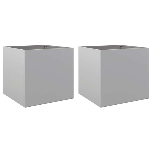 Planters 2 pcs Silver 42x40x39 cm Galvanised Steel Planters 2 pcs Silver 42x40x39 cm Galvanised Steel