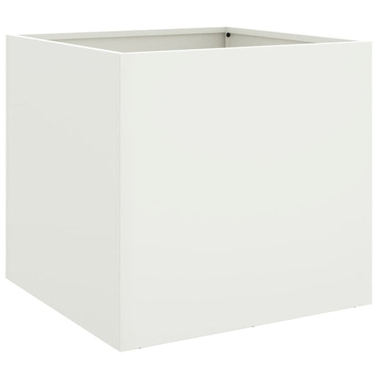 Planter White 49x47x46 cm Steel Planter White 49x47x46 cm Steel
