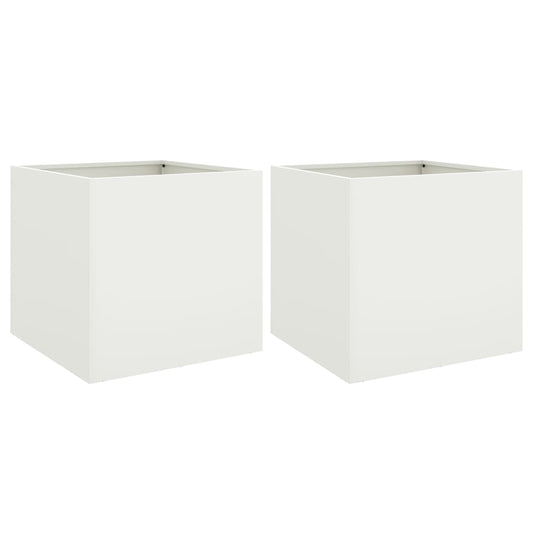 Planters 2 pcs White 49x47x46 cm Steel Planters 2 pcs White 49x47x46 cm Steel