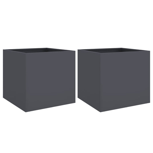 Planters 2 pcs Anthracite 49x47x46 cm Steel Planters 2 pcs Anthracite 49x47x46 cm Steel