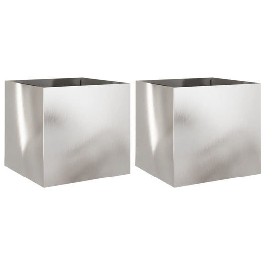 Planters 2 pcs Silver 49x47x46 cm Stainless Steel Planters 2 pcs Silver 49x47x46 cm Stainless Steel