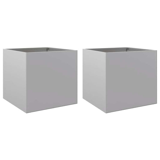 Planters 2 pcs Silver 49x47x46 cm Galvanised Steel Planters 2 pcs Silver 49x47x46 cm Galvanised Steel