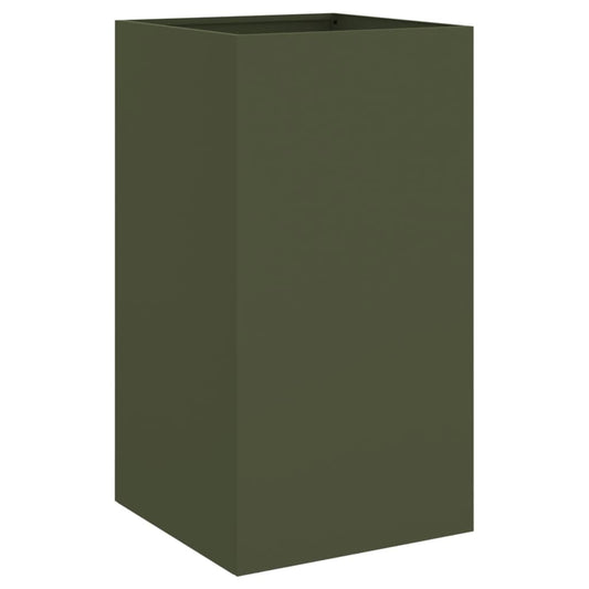 Planter Olive Green 42x38x75 cm Steel Planter Olive Green 42x38x75 cm Steel