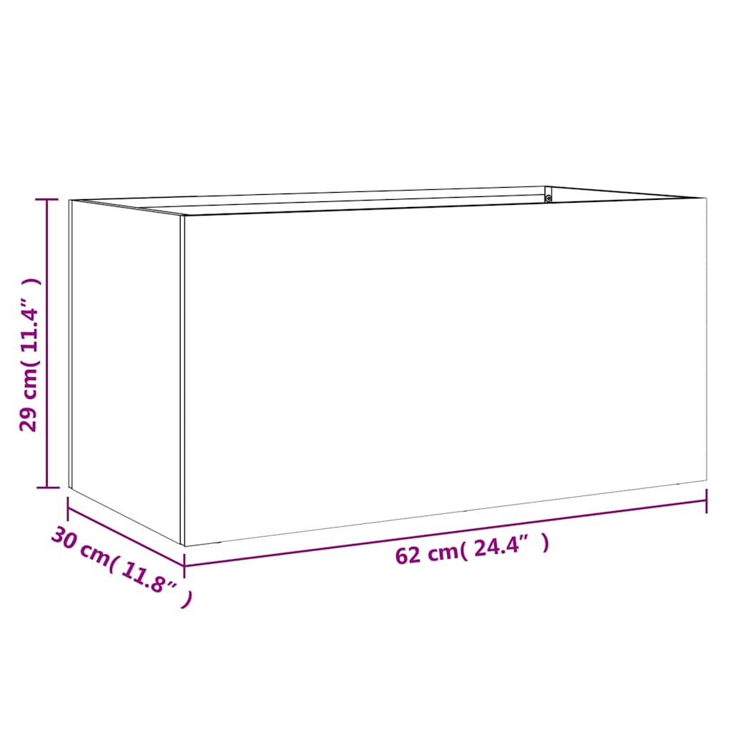 Planter Silver 62x30x29 cm Galvanised Steel