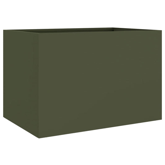 Planter Olive Green 62x40x39 cm Steel Planter Olive Green 62x40x39 cm Steel