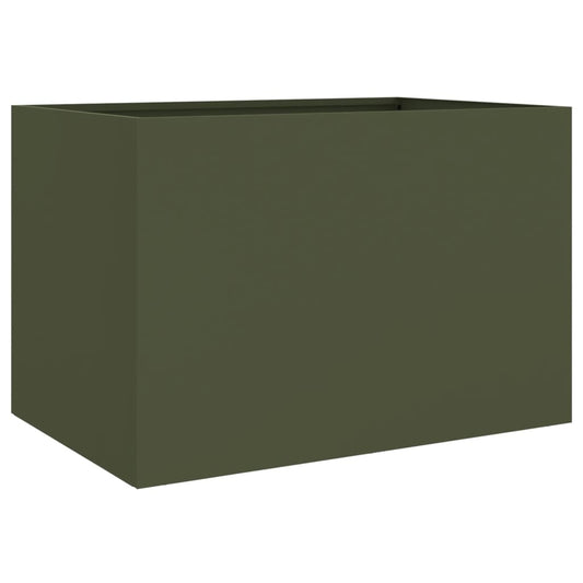 Planter Olive Green 62x47x46 cm Steel Planter Olive Green 62x47x46 cm Steel