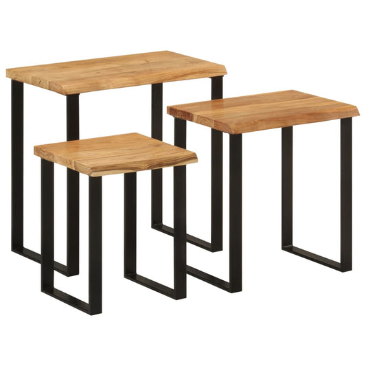 Nesting Tables 3 pcs with Live Edge Solid Wood Acacia Nesting Tables 3 pcs with Live Edge Solid Wood Acacia