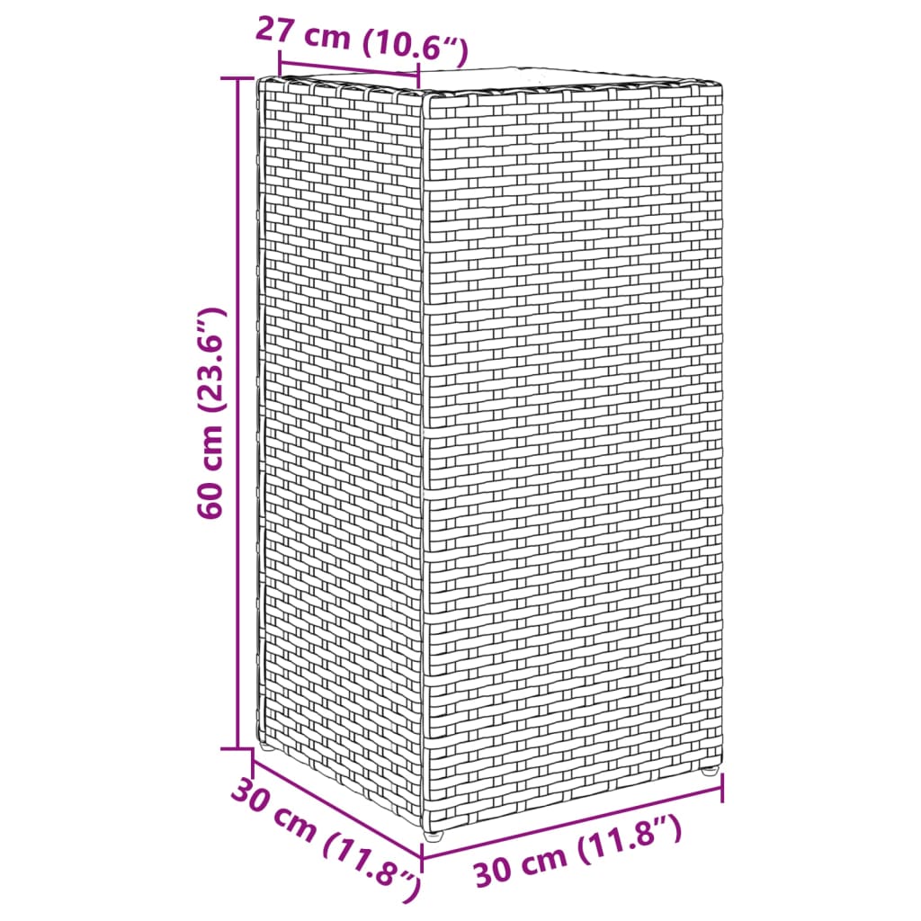 Garden Planters 2 pcs Grey 30x30x60 cm Poly Rattan