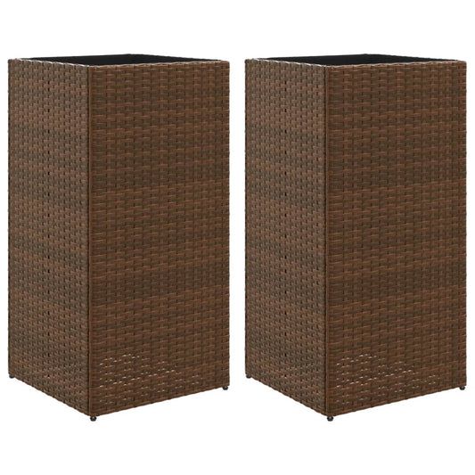 Garden Planters 2 pcs Brown 40x40x80 cm Poly Rattan Garden Planters 2 pcs Brown 40x40x80 cm Poly Rattan