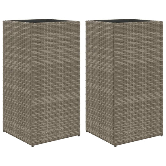 Garden Planters 2 pcs Grey 40x40x80 cm Poly Rattan Garden Planters 2 pcs Grey 40x40x80 cm Poly Rattan