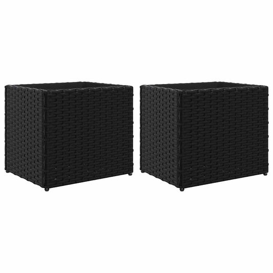 Garden Planters 2 pcs Black 36x30x32 cm Poly Rattan Garden Planters 2 pcs Black 36x30x32 cm Poly Rattan